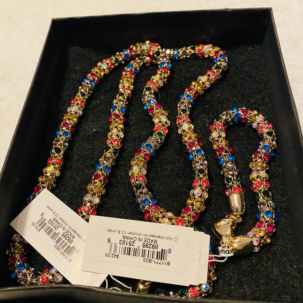 Sparkling Crystal Necklace and Matching Bracelet